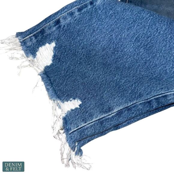 Good American Good Boy High Rise Distressed Straight Leg Raw Hem Jeans Sz 29 - Picture 11 of 13